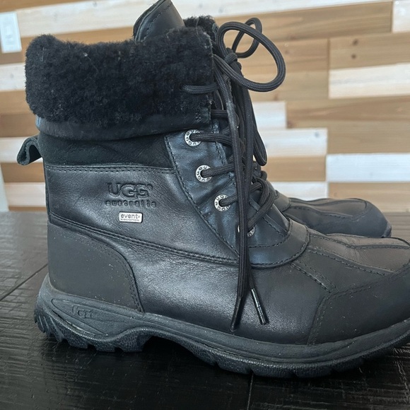 UGG Australia Butte Waterproof Vibram Leather Winter Boots Black 5209 Women's 5 - Picture 6 of 8